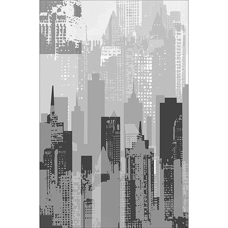 Sticker réfrigérateur et lave vaisselle, immeubles architecture moderne déco, 75 cm X 49 cm (1/4)