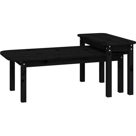 Maison Exclusive - Ensemble de tables basses 2 pcs Noir Bois massif de pin (1/5)