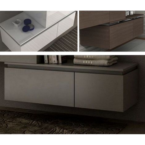 Bagno Italia Cassettiera sospesa 100 cm x 32 cm x 45 cm. Colore rovere soft (1/2)