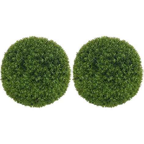 Set de 2 bolas de boj artificiales de 40 cm, planta decorativa de plástico, verde (1/5)