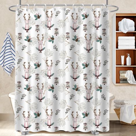 Voile de douche fluide en polyester 180x180 naturel cache baignoire pour logement étudiant (1/5)
