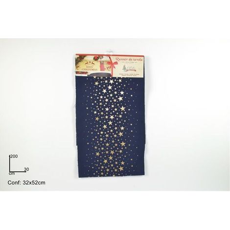 RUNNER 28X30 CM CON TESSUTO BLUE E STELLE ORO