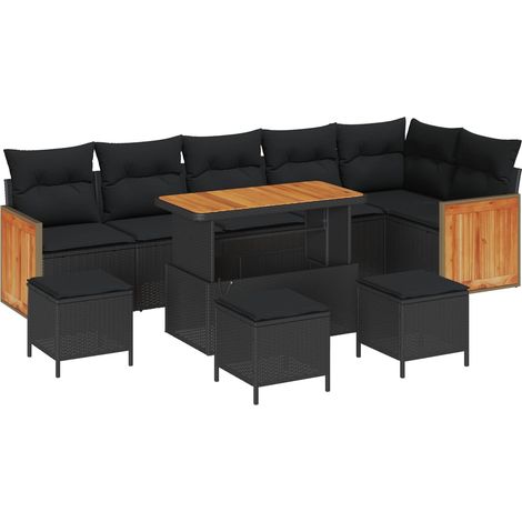 Garden Sofa Set with Cushion 10 pcs Black vidaXL (1/5)