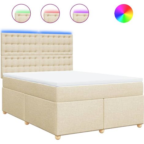 Maison Exclusive - Sommier à lattes de lit avec matelas Crème 160x200 cm Tissu