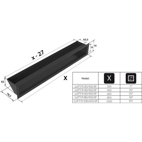 Lüftungsgitter LUFT 9x100 weiß