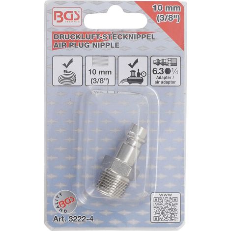 BGS Druckluft-Stecknippel 10 mm (3/8") Außengewinde - 3222-4