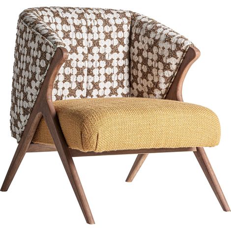 Fauteuil classique ocre finition marbrée en polyester élégant - Ocre marbré chaleureux (1/5)
