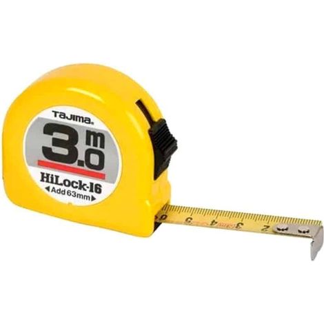 TAJIMA Mètre ruban Hi Lock - 16 ou 25mm - 3 à 10 m - 3 m - 16 mm