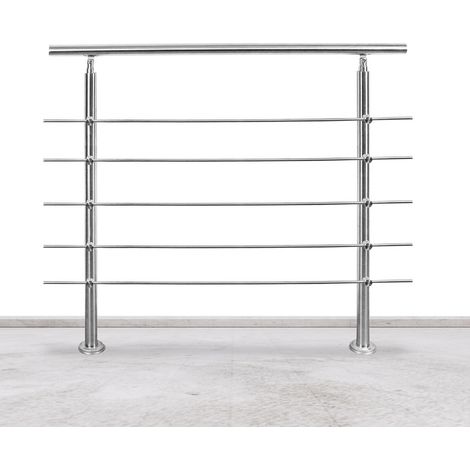 Vingo – Garde-corps en acier inoxydable 100cm – 5 traverses de 90mm – Hauteur 106cm – Installation horizontale ou diagonale (1/5)