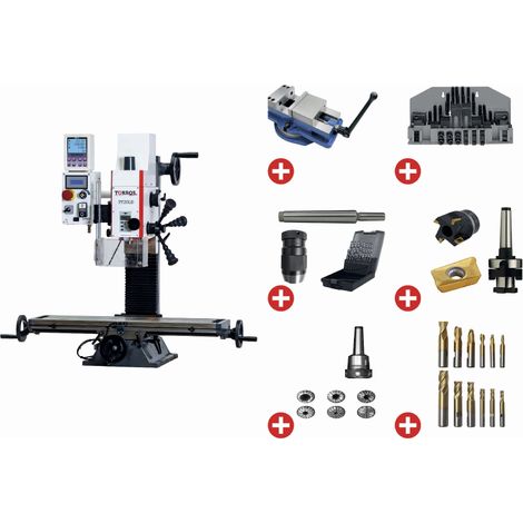 Perceuse-fraiseuse X 480 Y 175 mm Z 280 mm CM2/M10 0,85 kW 230V + accessoires indispensables Torros PACK PF20LD (1/5)