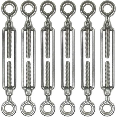 Lot de 6 tendeurs à œillet M6 en acier inoxydable 304, accessoires pour voile d'ombrage, tension de câble renforcée, antirouille, tendeur O à O (1/5)