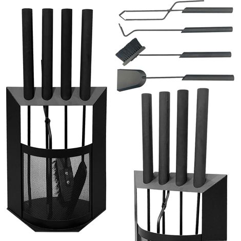 DanDiBo Ensemble d'Outils de Cheminée Noir Moderne 5 Pièces Set 96616 Ensemble de Cheminée Accessoires de Poêle (1/5)