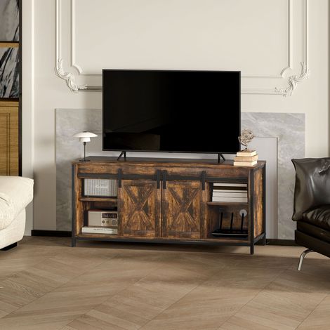 TV-Lowboard im Industriestil 120 x 40 x 54 cm Braun für Fernseher bis 60 Zoll (1/5)