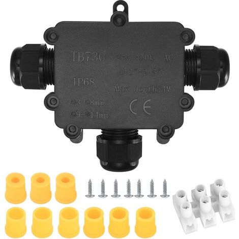 Boîte de Jonction étanche IP68, Boîte de Dérivation Etanche Electrique Exterieur, 3 Voies Connecteurs de Câble pour Cable 3-8mm & 9-14mm Diamètre (1/5)