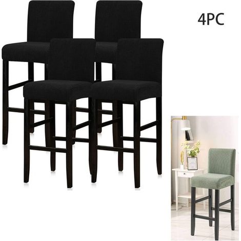Fundas para taburetes altos (4 piezas), Fundas a cuadros para taburetes de bar, Fundas extraíbles y lavables, hoteles, restaurantes, Color negro (1/5)