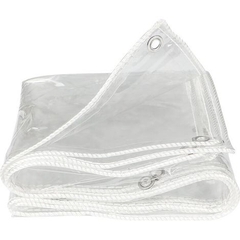 Bâche Transparente PVC avec Oeillets Bâche en Plastique Imperméable Extérieur Couverture Végétale Écran De Pluie Transparent 350g/m2 ,2 x 3M (1/4)