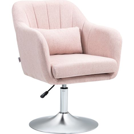 Lounge-Sessel mit Lendenkissen, höhenverstellbar, 360° drehbar und rosafarbenem Metallfuß