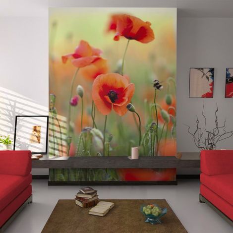 Papier peint charme magique de l'été : coquelicots - 300 x 230 cm (1/3)