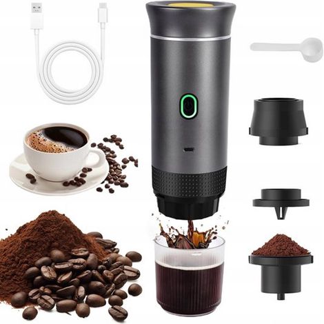Cafetière à capsules sans fil 60 ml - 3 en 1 - Batterie 7500 mAh - Pression 15 bars - Chauffage automatique - Idéale pour le camping, la voiture et les voyages - Facile à utiliser et à nettoyer (1/5)