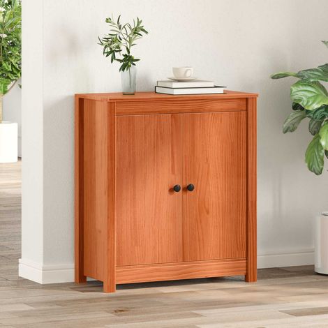 Buffet bas en pin massif brun ciré avec rangement 70 x 35 x 80 cm - PANGIVO (1/5)