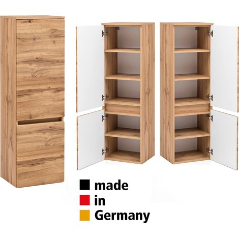 Badezimmerschrank 40 cm breit VIDAGO-03 in Wotan Eiche Nb., B/H/T: ca. 40/130/35 cm (1/5)