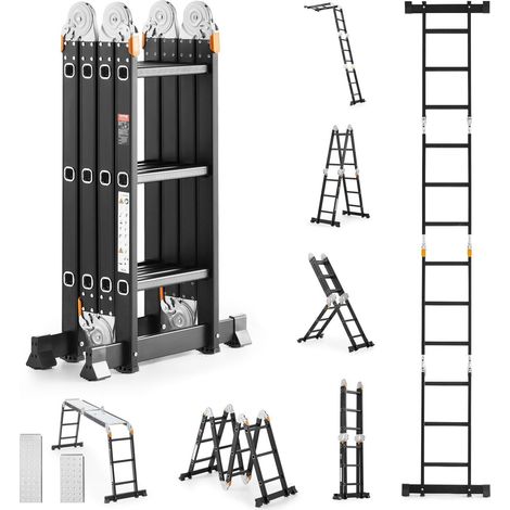 Échelle pliante multifonction 7 en 1,échelle extensible 12 pieds,échelle A de 3 marches,capacité 330 lbs pour intérieur et extérieur (1/5)
