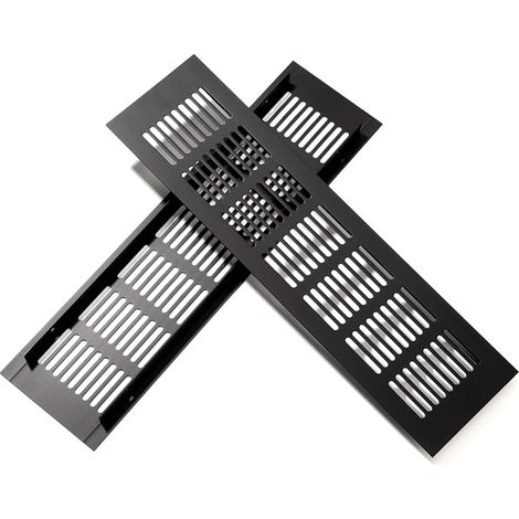 Aluminium Rectangular Ventilation Grille for Cupboards and Bedrooms 30 x 8 cm Black 2 Pieces (1/5)