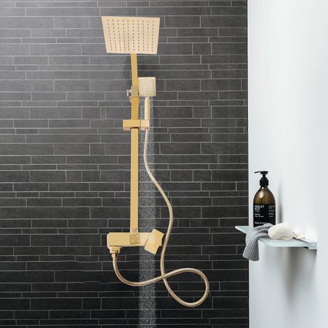 YISSALE-Goldenes Duschsystem mit Regenbrause - luxuriöses Brauseset mit Mischerbatterie und Armaturen, geeignet für Zuhause, Schwimmbad und Fitnessstudio, elegantes Design und langlebige Ausführung (1/5)