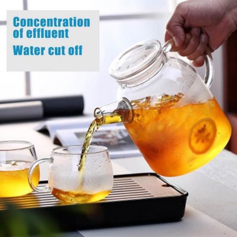 Théière en verre borosilicaté de 1600 ml, théières résistantes à la chaleur, avec couvercle et poignée transparents