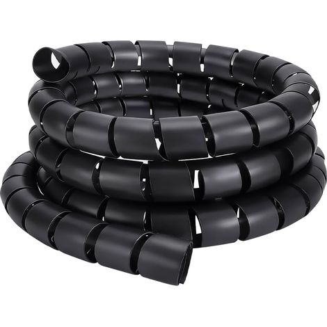 8m Enroulement Spirale Protecteur de Câble Diamètre 30.5mm Noir Protecteur de Flexibles Hydrauliques Gaine Plastique pour Fils Tube en Spirale avec 2 Attaches Zip Enroulement Câble pour TV (1/5)