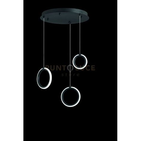SOSPENSIONE 3 LUCI PINTA NERO LED 3000K 1470LM 25W DIMMERABILE SENZA VETRO DIMMERABILE