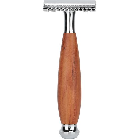 Rasoir de sécurité homme classique, double lame, manche en bois, rasoir manuel (1/5)