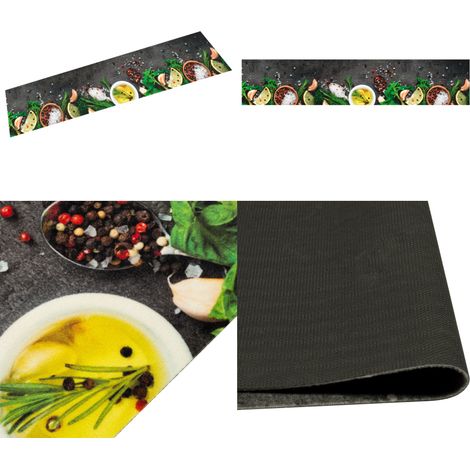 Tapis de cuisine lavable impression d'épices 60x300 cm velours - Tapis De Cuisine - Tapis Absorbant - Tapis Décoratif - Tapis Gris - Tapis Velours - Home & Living (1/5)