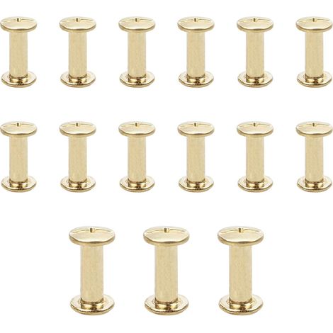 Lot de 15 vis Chicago M5x15mm Vis de reliure Rivet à clous en métal Vis Chicago à tête cruciforme pour ceinture en cuir Bricolage Livre de scrapbooking - Couleur or (1/5)