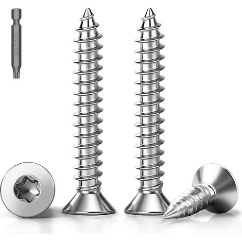 80 pièces Vis à tête fraisée Torx M6x50mm Acier inoxydable A2 V2A (1/5)