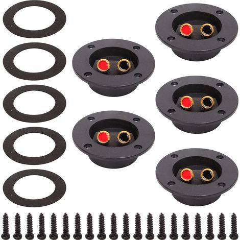 5 Pièces Bornier Enceinte Stéréo 2 Voies Double Bornes de Liaison pour Audio Voiture Camping-car Yacht (1/5)