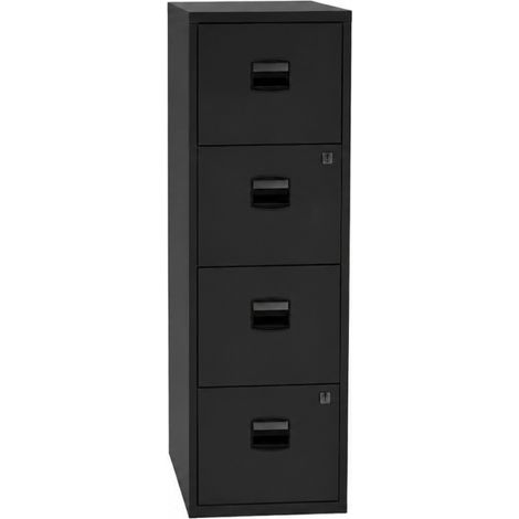 Meuble Classeur Métallique 4 Tiroirs de Bureau H130xL41xP40mm Noir - PFA4F