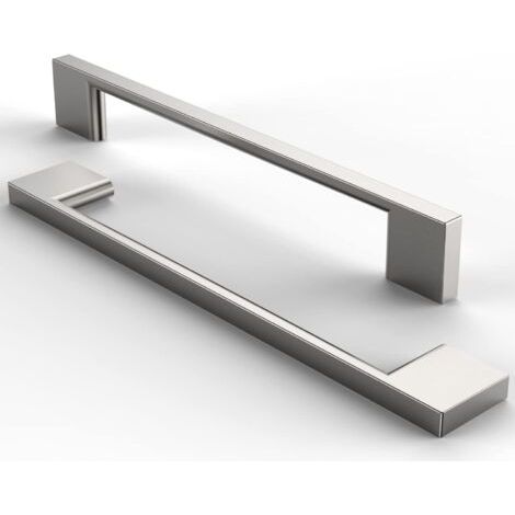 Pair - Poignées de meubles en acier inoxydable brossé - Ensemble de 5 pièces pour tiroirs, armoires et cuisines (argent, Espacement des trous 160 mm) (1/4)
