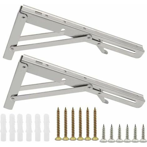 Support pliant 250mm support de console en acier inoxydable avec vis argent charge max 82kg.