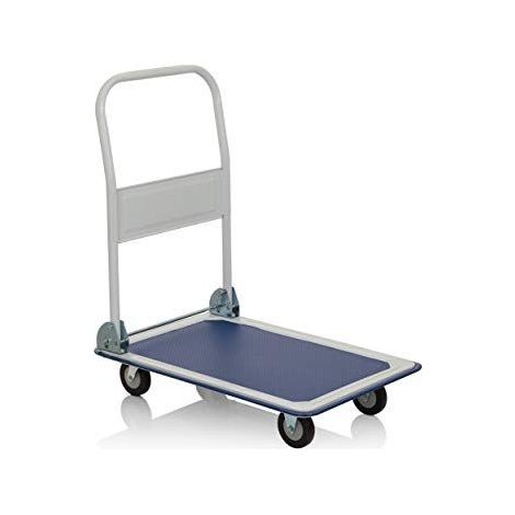 Chariot de transport / à plate-forme CARRY Bleu/Blanc Anti-dérapant / Chargeable jusqu'à 150kg hjh O