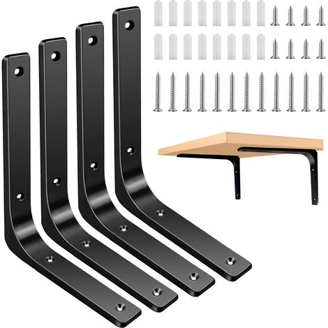 Equerre Etagere Murale Support D'étagère Noir Métal 25x20cm (1/5)