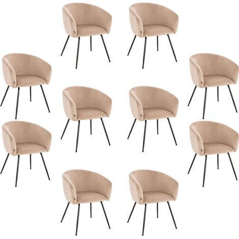 HOME DELUXE - Polsterstuhl ARIA - 10 Stück, Farbe: Samt Beige - weiche Polsterung, bis 120 kg belastbar I Küchenstuhl Speisestühle Esszimmerstühle  Stuhl Polsterstuhl Esszimmerstuhl Esszimmerstühle