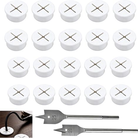Passe-Câbles Silicone Flexible, 20mm, 25mm, 20 Pièces, avec 2 Mèche Plate (1/5)