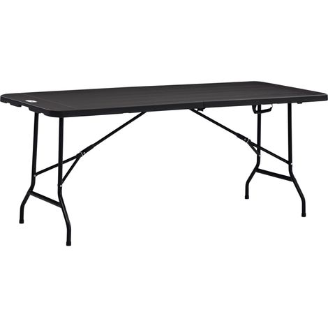 Outsunny Gartentisch Klapptisch für 6 Personen, HDPE Buffettisch mit Stahlgestell, Terrassentisch in Holzoptik, HDPE, 180 x 75,5 x 73 cm, Dunkelgrau (1/5)