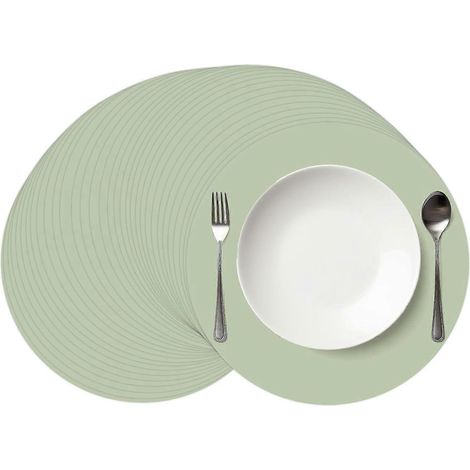 Lot de 50 sets de table ronds jetables en papier vert sauge, printemps-été (1/4)