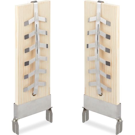 Lot de 2 Planches à saumon, Bois de cèdre, Avec support en acier, Hauteur réglable, Pour barbecue