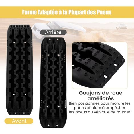 Paire de plaques de traction tout-terrain noires en nylon 107 x 31 x 7 cm avec crampons et poignée pour sable, boue et neige (1/5)