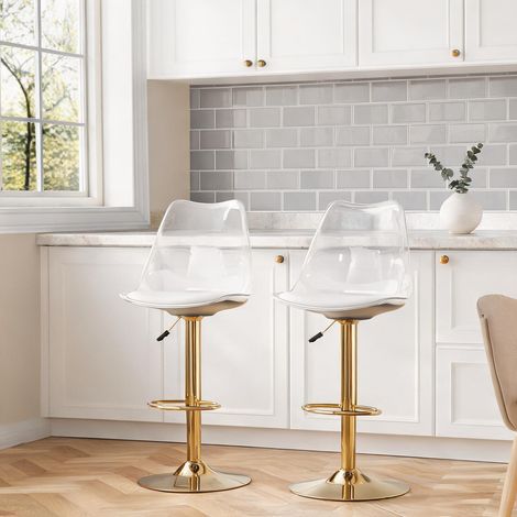 Lot de 2 tabourets de bar réglables en hauteur finition dorée (1/5)