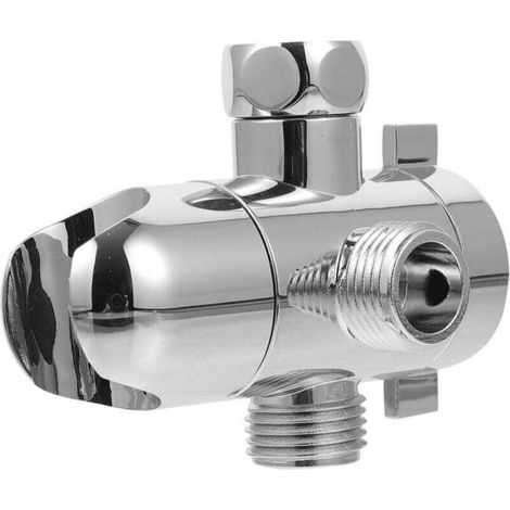 Distributeur d'Eau en T Séparateur à Trois Voies pour Robinet et Pommeau de Douche Inverseur Durite (1/4)