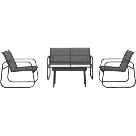 Ensemble salon de jardin 4 pièces, canapé 2 places + 2 chaises + 1 table basse, meuble extérieur design moderne pour terrasse et balcon